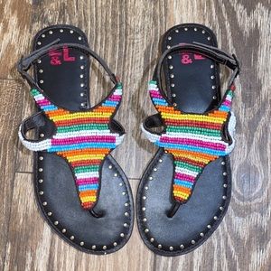 Chocolate brown, beaded sandals